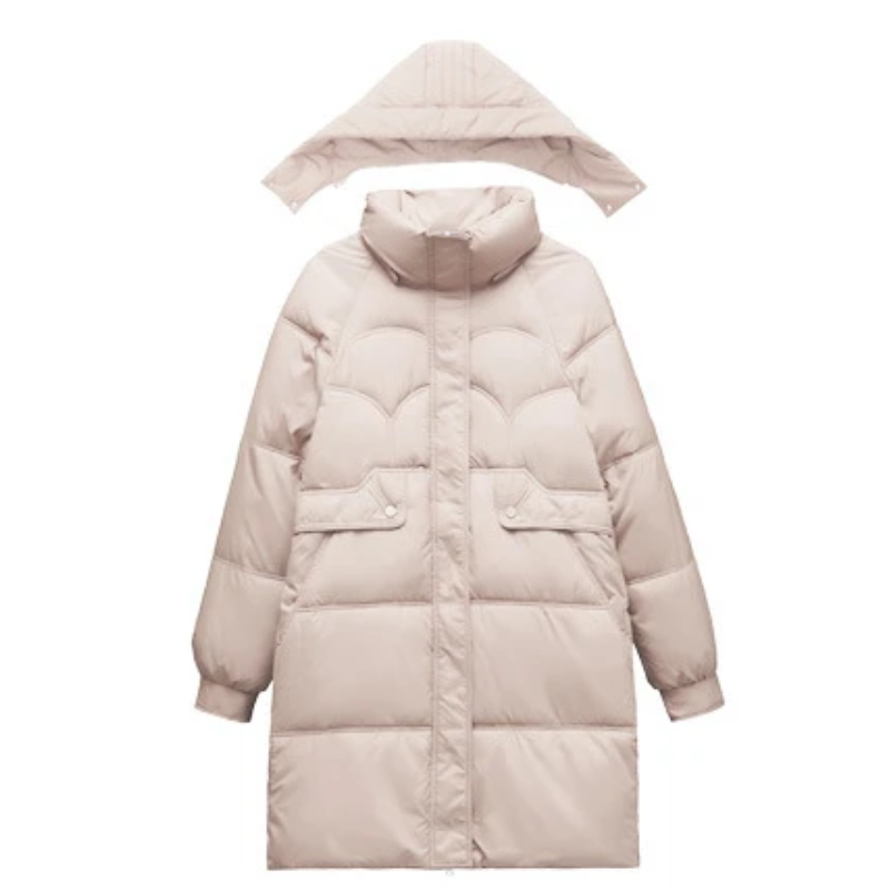 Elisa | Women's Quilted Parka Winter Jacket with Stand Collar and Removable Hood