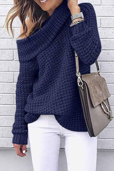 Mira | Women's Asymmetric Cowl Neck Off Shoulder Knitted Sweater – Cozy & Stylish Winter Pullover