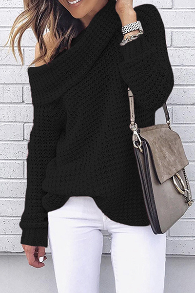 Mira | Women's Asymmetric Cowl Neck Off Shoulder Knitted Sweater – Cozy & Stylish Winter Pullover