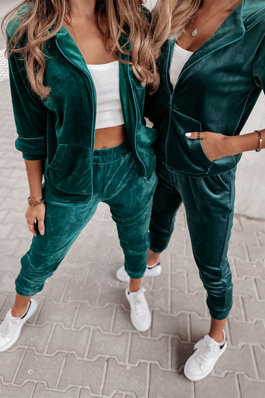 Avenleigh | Velvet Zip Hoodie & Joggers Set – Luxe Comfort in Motion