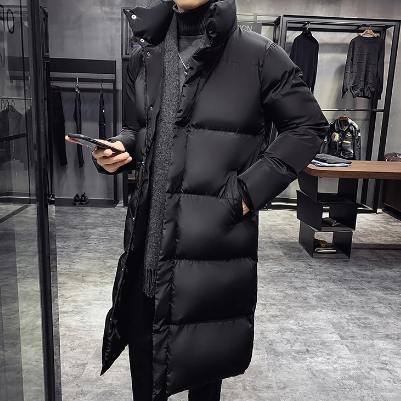 Fritz | Men's Long Quilted Winter Coat – Waterproof, Black with Side Pockets