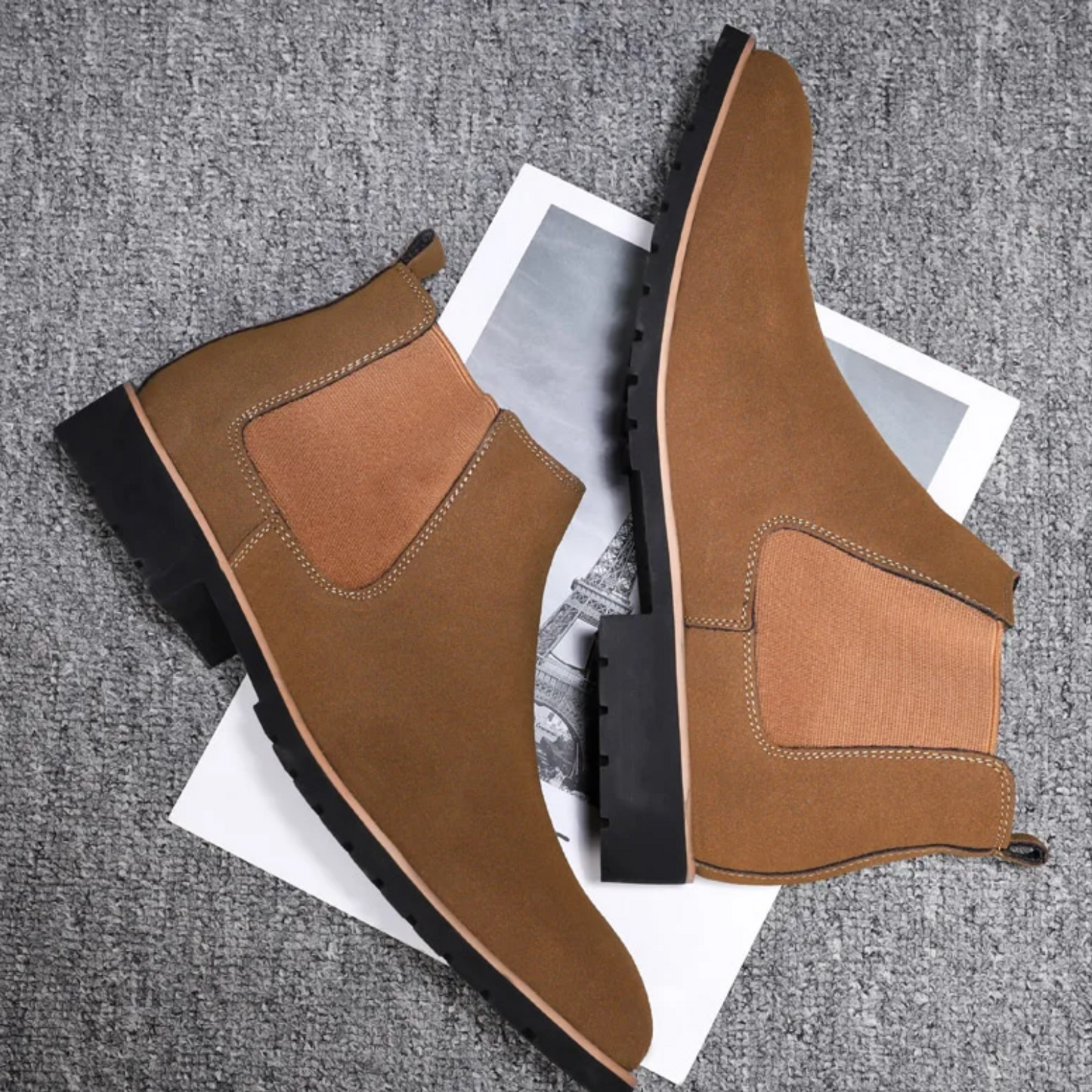 Elias | Men's Leather Chelsea Boots with Profiled Sole and Elastic Sides