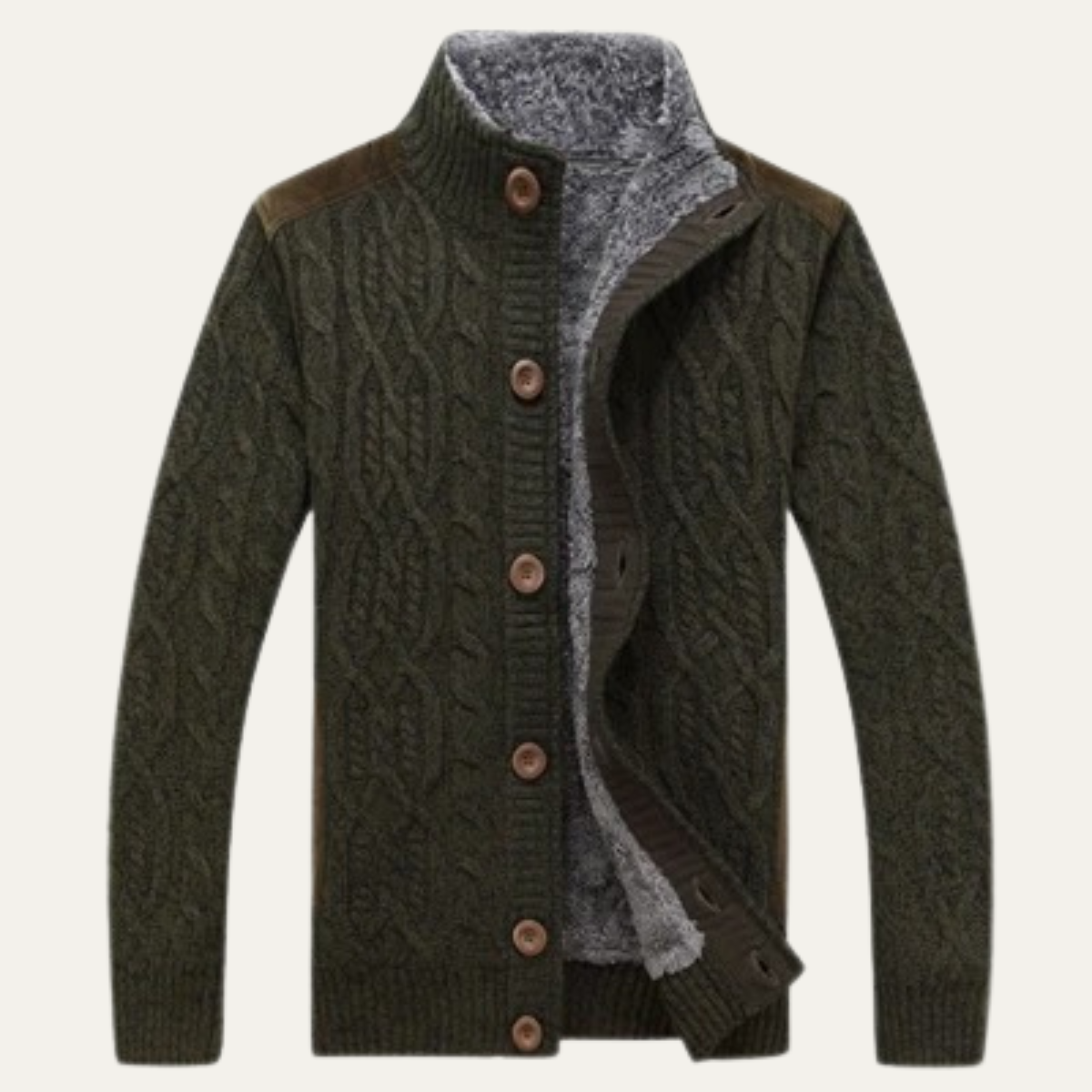 The Maplewood Men’s Winter Fleece Lined Wool Cardigan