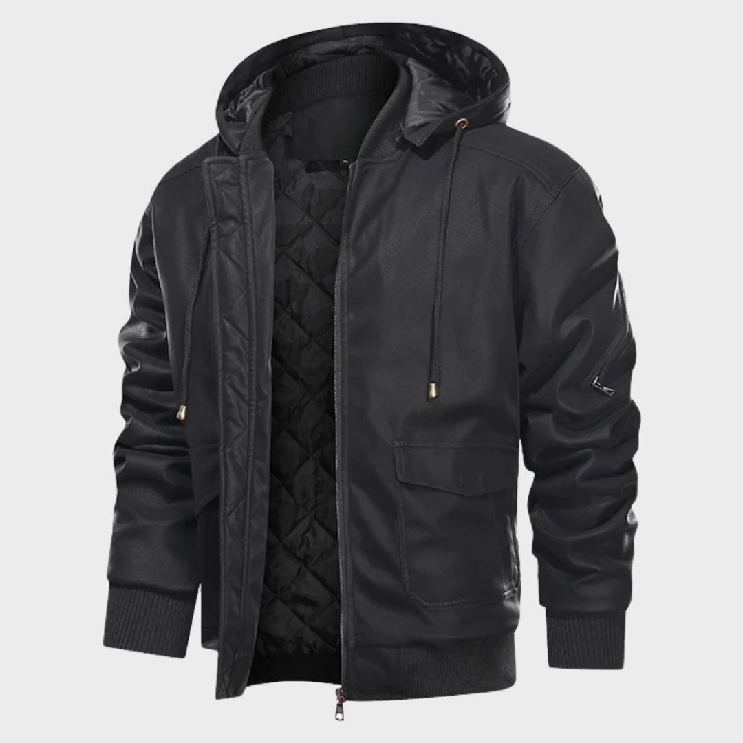 Stefano | Men’s Quilted Motorcycle Jacket with Hood – Stylish and Durable Outerwear