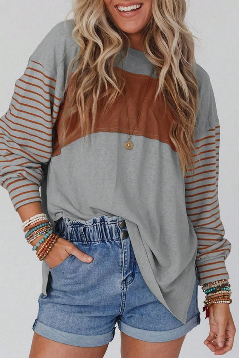 Bellina | Casual Sweatshirt with Striped Sleeves