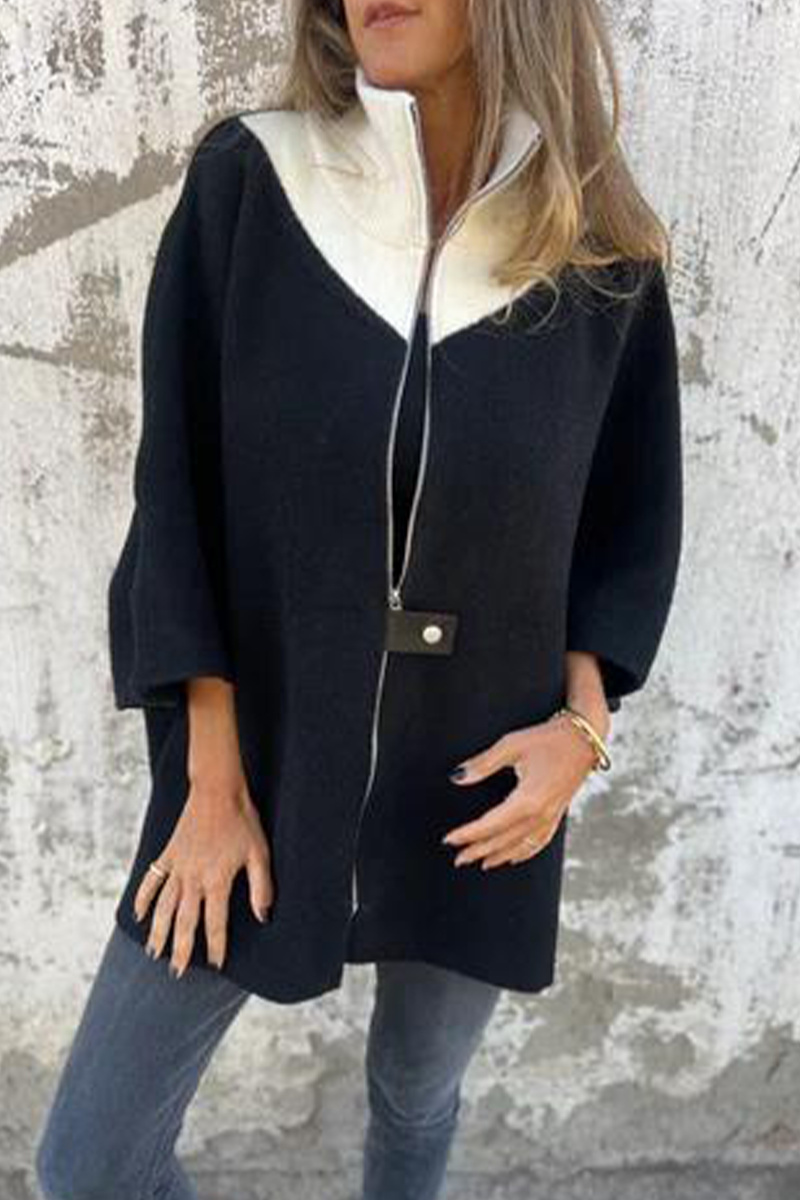 Florina | Long Zip-Up Cardigan with Wide Sleeves – Versatile and Comfortable Layering Piece