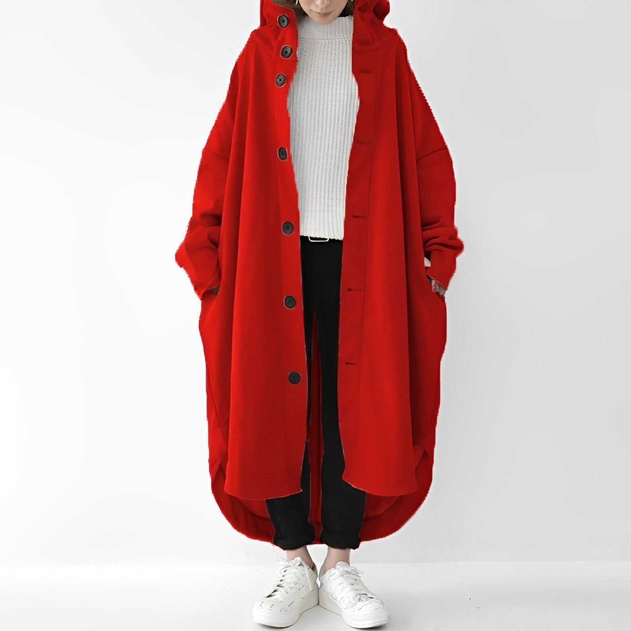 Nina | Relaxed-Fit Long Trench Coat with Hood