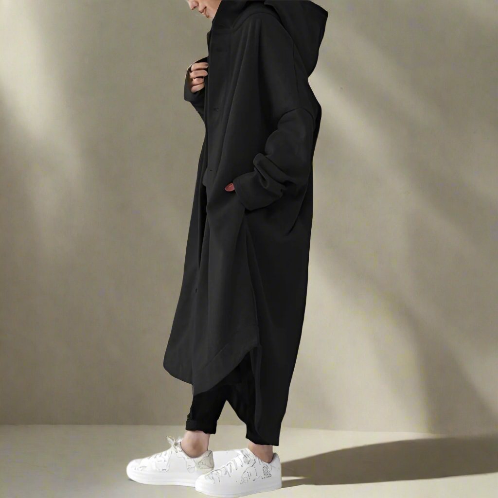 Nina | Relaxed-Fit Long Trench Coat with Hood