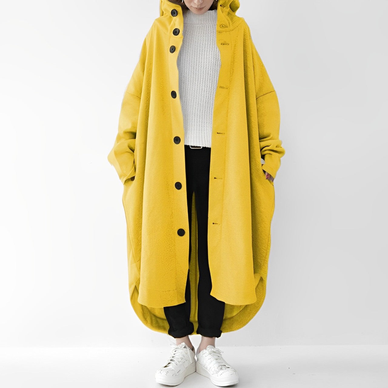Nina | Relaxed-Fit Long Trench Coat with Hood