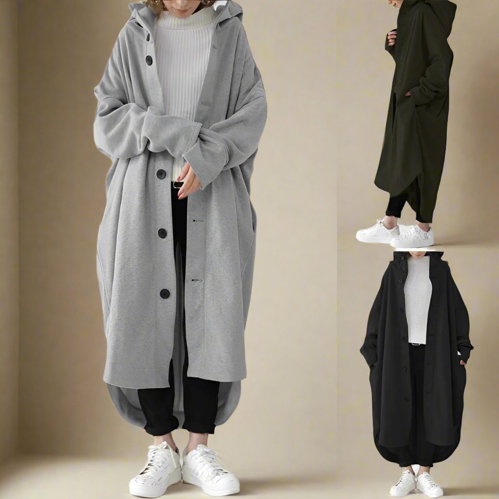 Nina | Relaxed-Fit Long Trench Coat with Hood