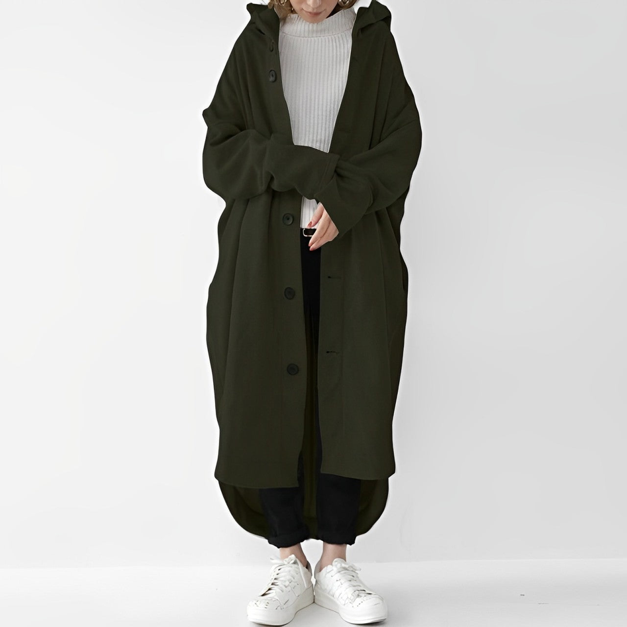 Nina | Relaxed-Fit Long Trench Coat with Hood