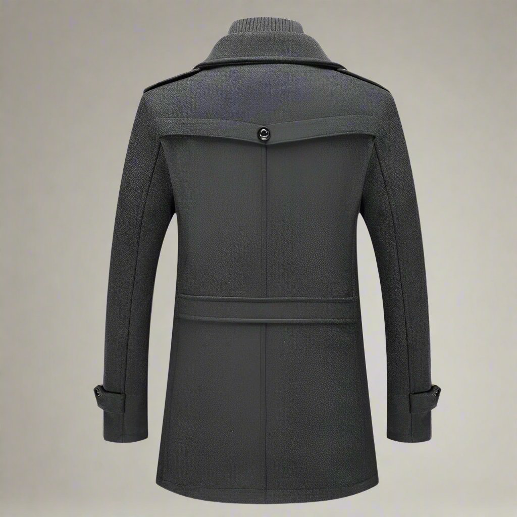 Luis | Men's Timeless Wool Trench Coat with Double Collar and Zip Closure