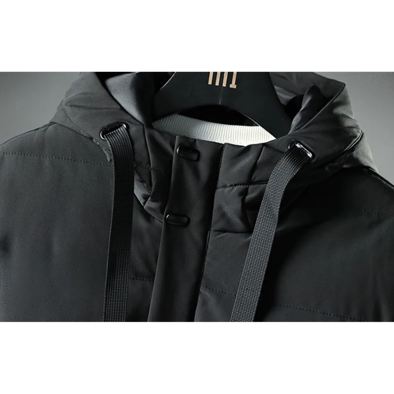 Bastian | Men's Long Puffer Winter Coat with Hood and Water-Repellent Zipper Pockets