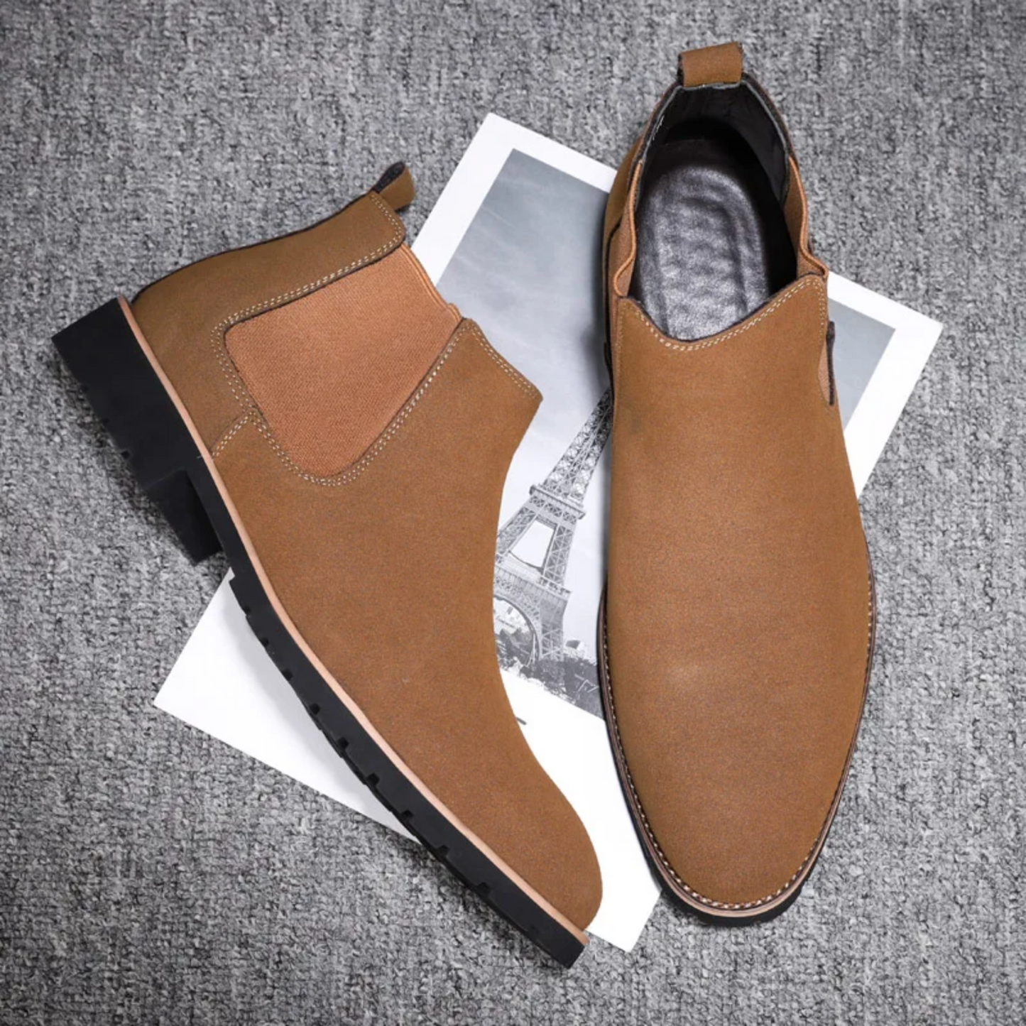 Elias | Men's Leather Chelsea Boots with Profiled Sole and Elastic Sides