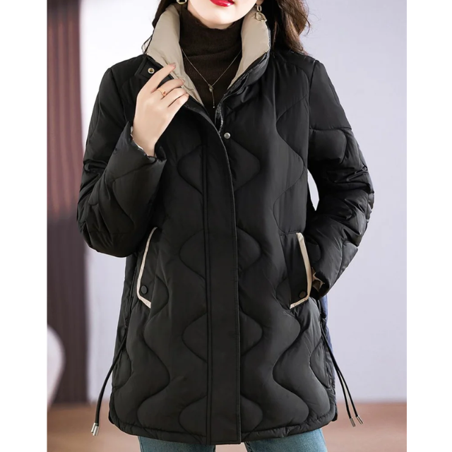 Daglinde | Long Puffer Jacket with High Collar and Zip Closure