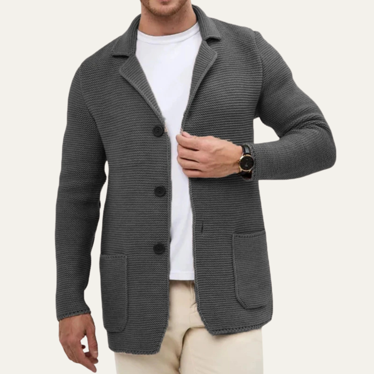 The Burano Men’s Knitted Button Down Blazer Cardigan