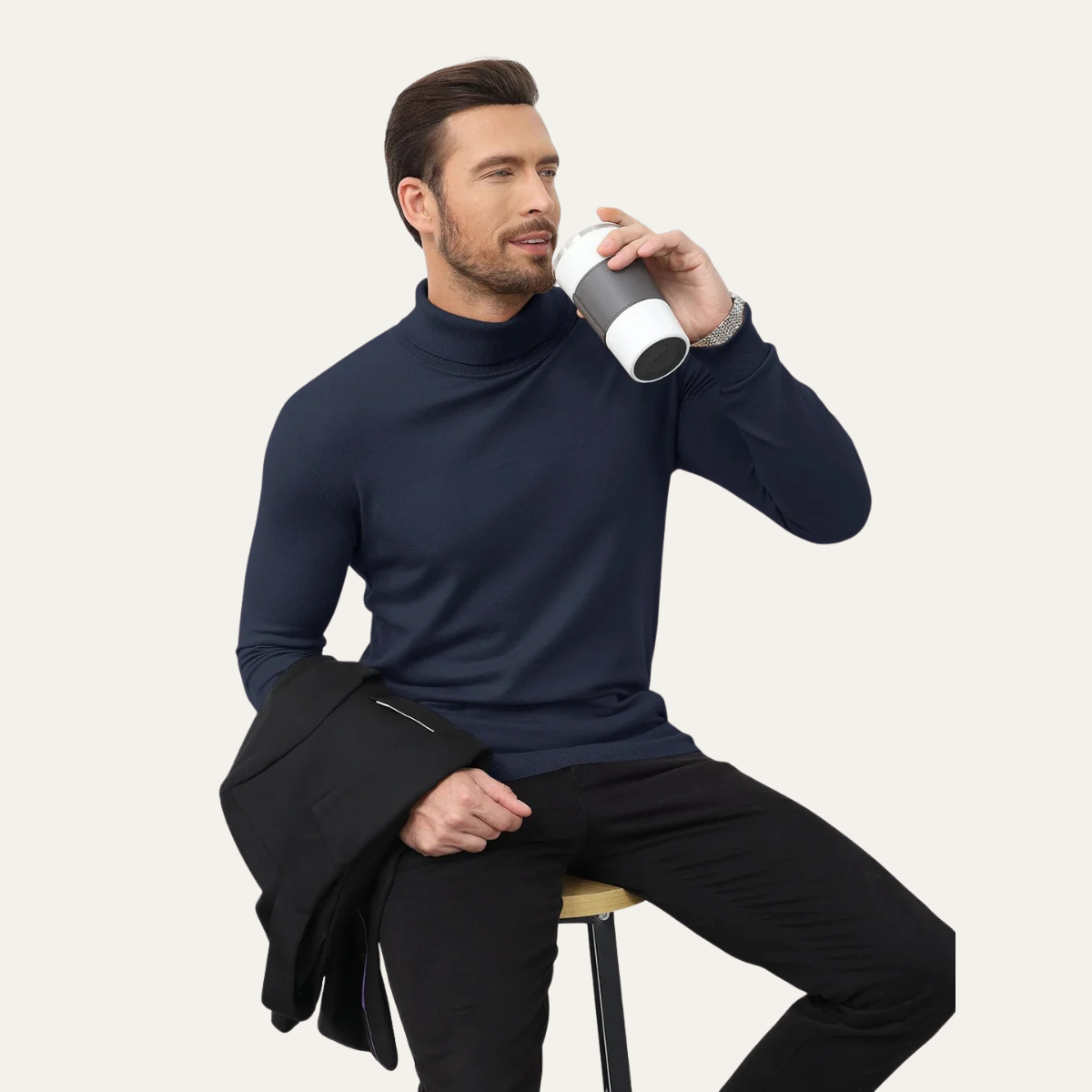 The Brighton Men's Slim Fit Cotton Classic Turtleneck Jumper