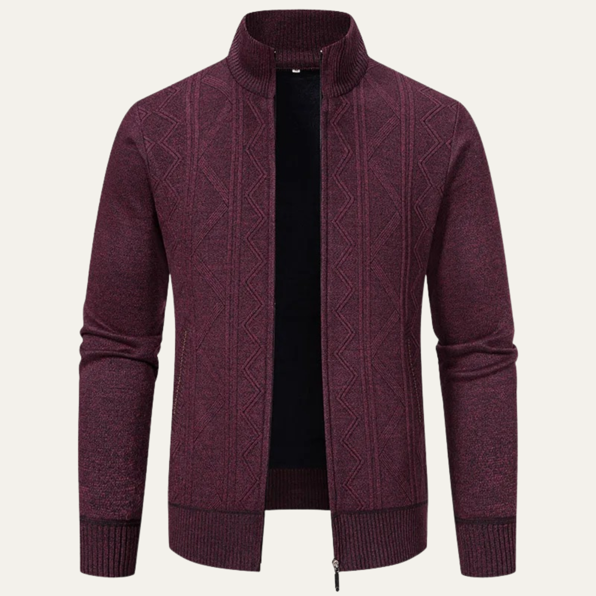 The Chianti Men’s High Neck Winter Zip Up Knit Cardigan