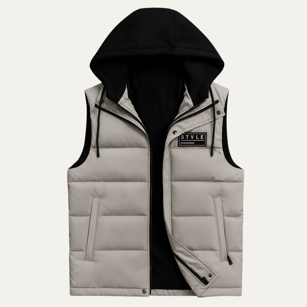 The Paris Quilted Modern Hooded Vest - Zip Front
