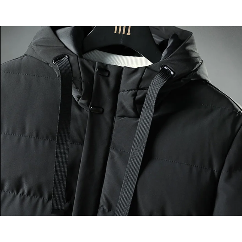 Bastian | Men's Long Puffer Winter Coat with Hood and Water-Repellent Zipper Pockets