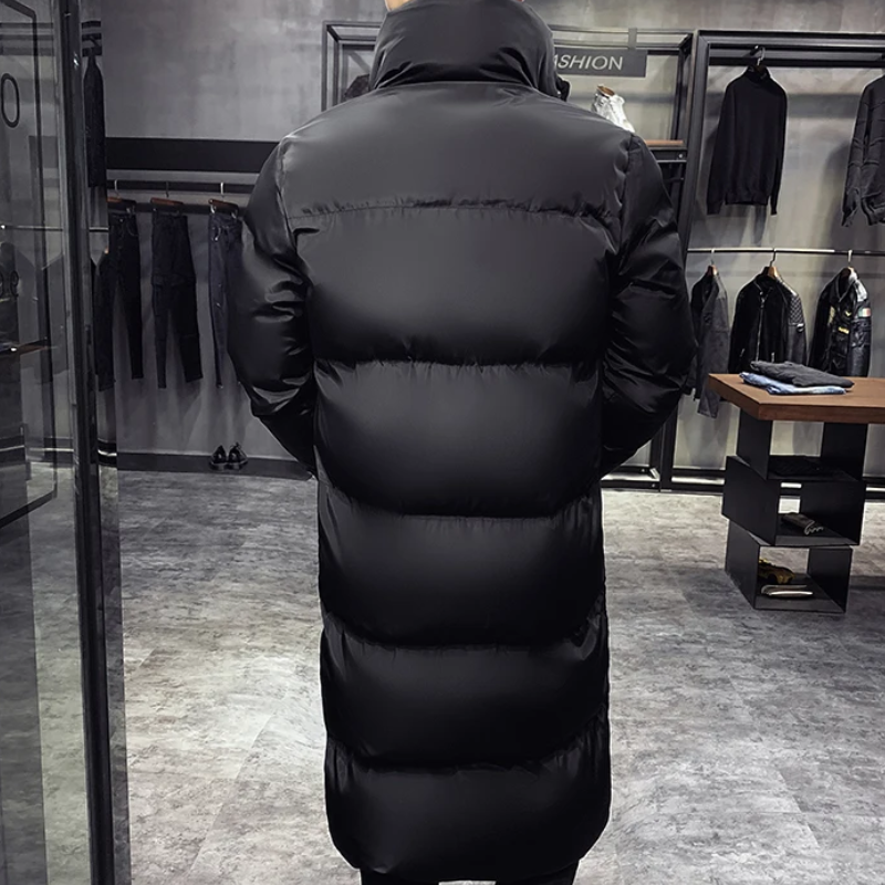 Fritz | Men's Long Quilted Winter Coat – Waterproof, Black with Side Pockets