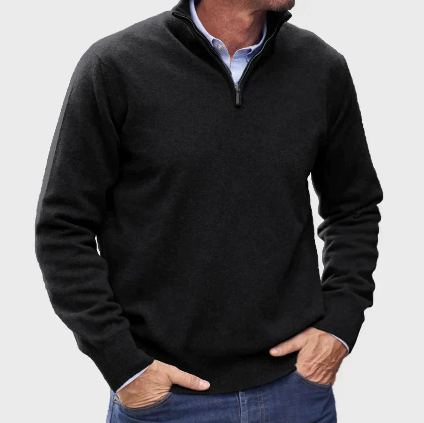 Kuno | Men's Premium Cashmere Sweater with Zip Collar – Stylish and Comfortable Design