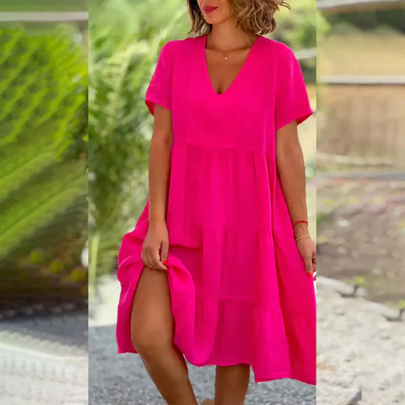 Paisley | Women's V-Neck Short-Sleeve Layered Summer Dress – Light, Airy & Elegant