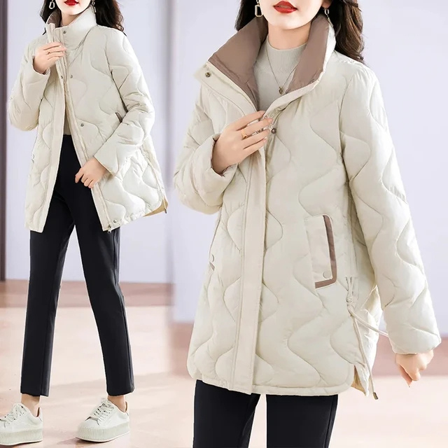 Daglinde | Long Puffer Jacket with High Collar and Zip Closure