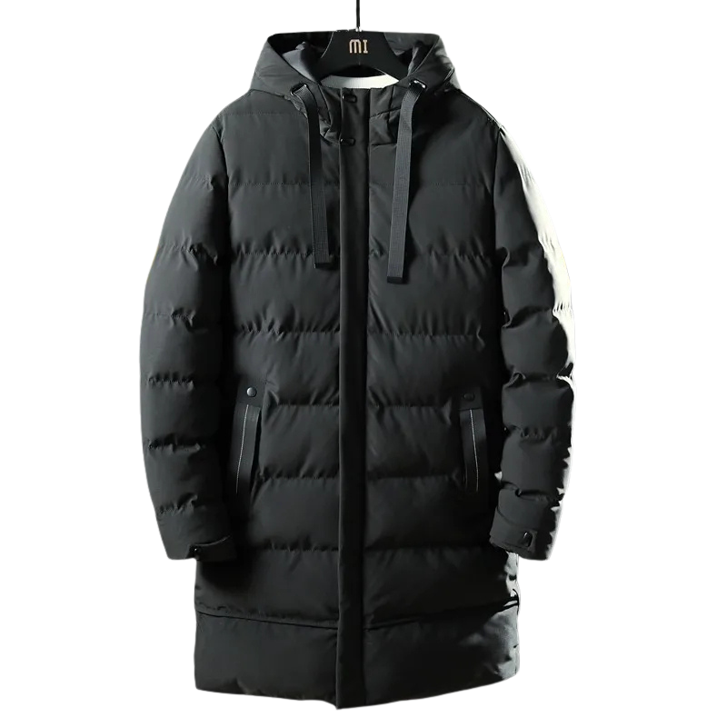 Bastian | Men's Long Puffer Winter Coat with Hood and Water-Repellent Zipper Pockets