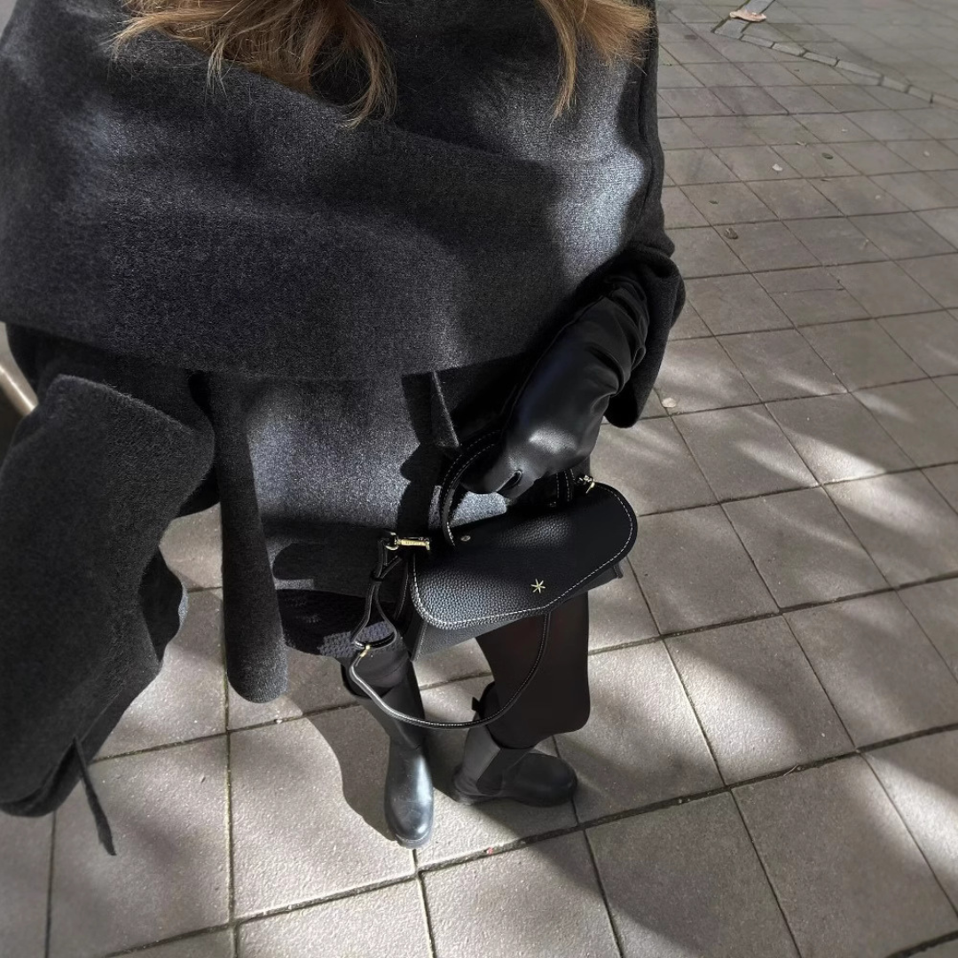 Zaida | Women's Stylish Coat with Asymmetric Design, Built-In Scarf Collar & Buttoned Closure