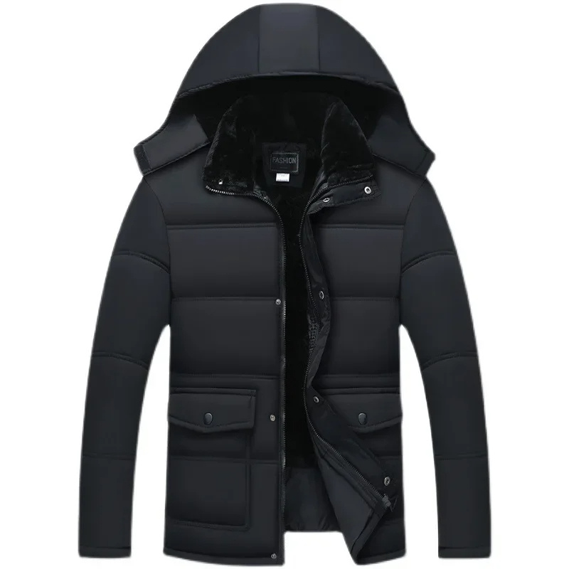 Marlon | Men's Black Winter Jacket with Hood – Padded & Fleece Lined for Maximum Warmth