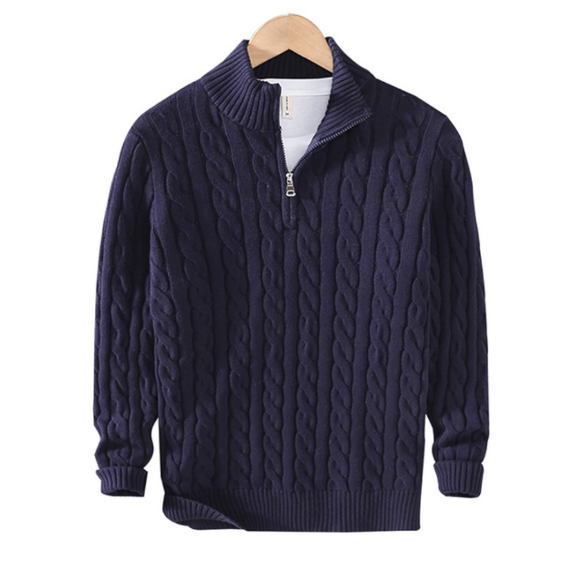 Barrett | Men’s Cable-Knit Half Zip Sweater – Warm Knitted Pullover with Textured Pattern