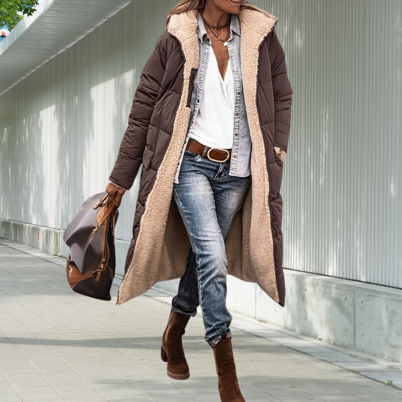 Regina | Women’s Long Padded Winter Coat with Hood & Fleece Lining