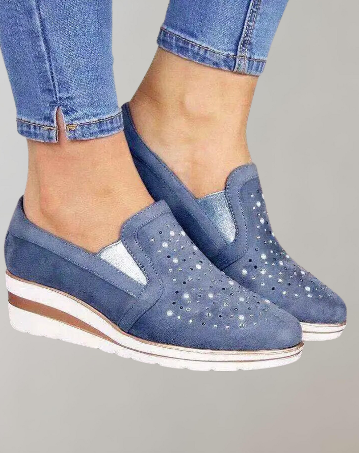 Eadlyn | Women's Bling Wedge Loafers – Shockproof Slip-On Shoes with Glitter Details