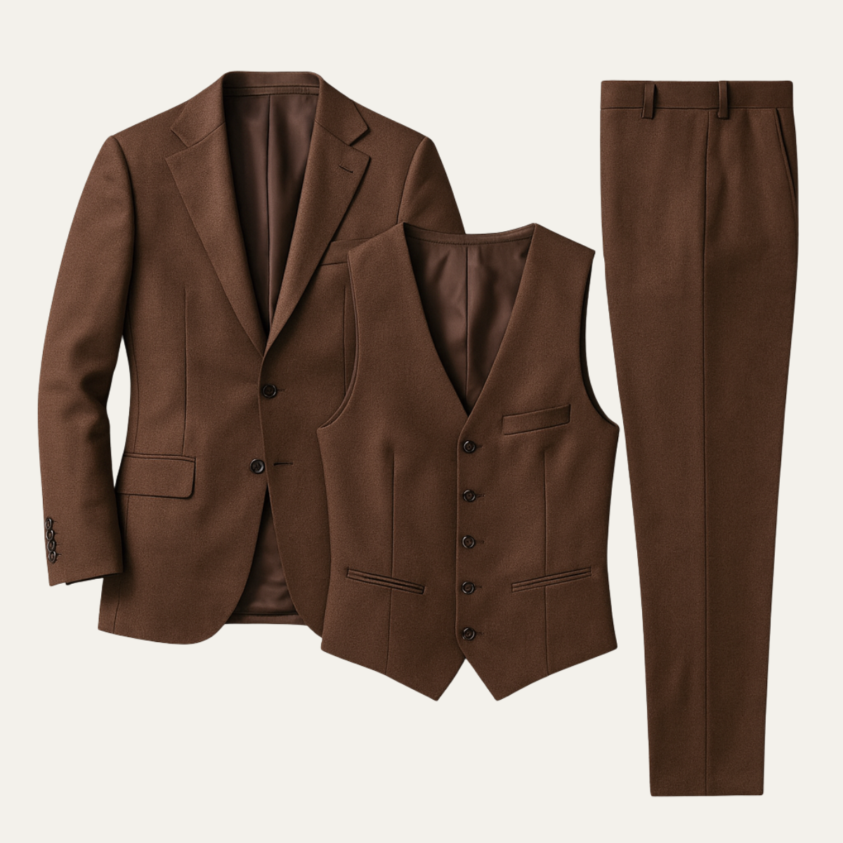 The Ravenna Men’s Brown 3 Piece Suit – Slim Fit Blazer, Waistcoat &amp; Trouser