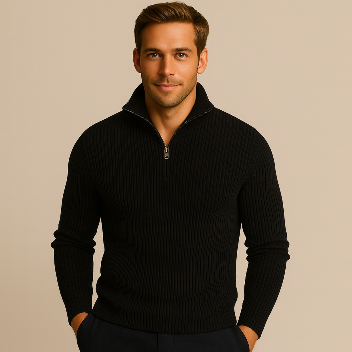 The Merino Knitted Quarter Zip Jumper