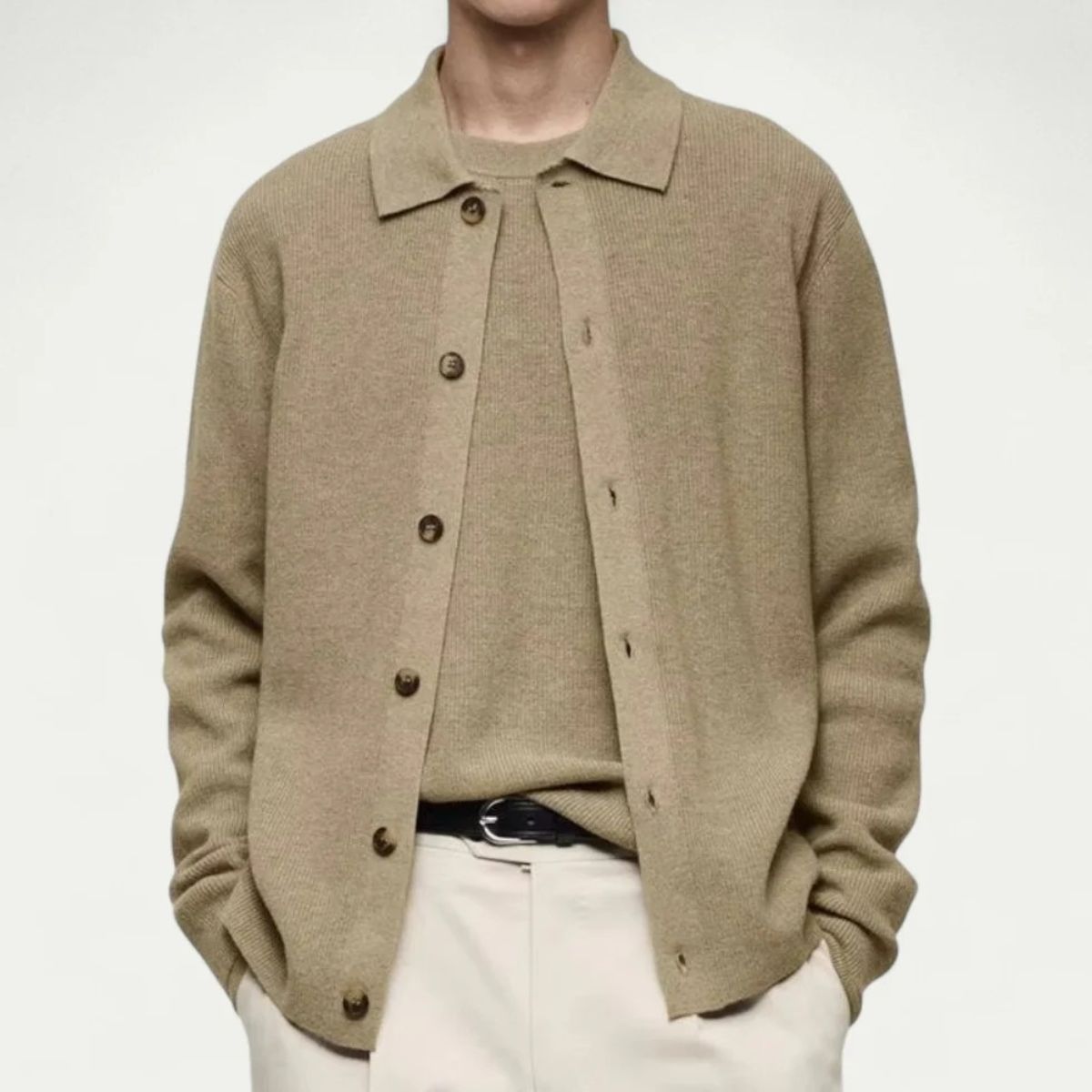 The Positano Elegant Knitted Cardigan for Men - Lapel Collar and Front Buttons