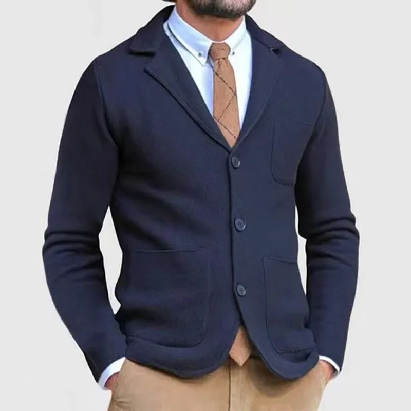 Ivano | Men's Slim Fit Cardigan with Reversed Collar and Button Details