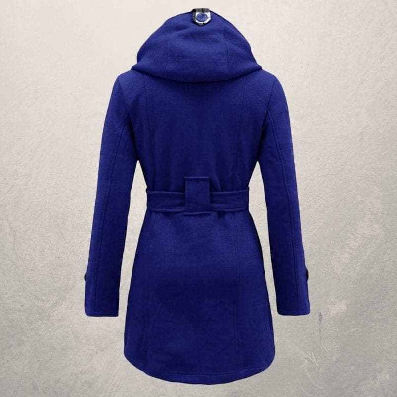 Jehanna | Women's Cotton Trench Coat with Belt and Hood – Double-Breasted Slim Fit Winter Coat