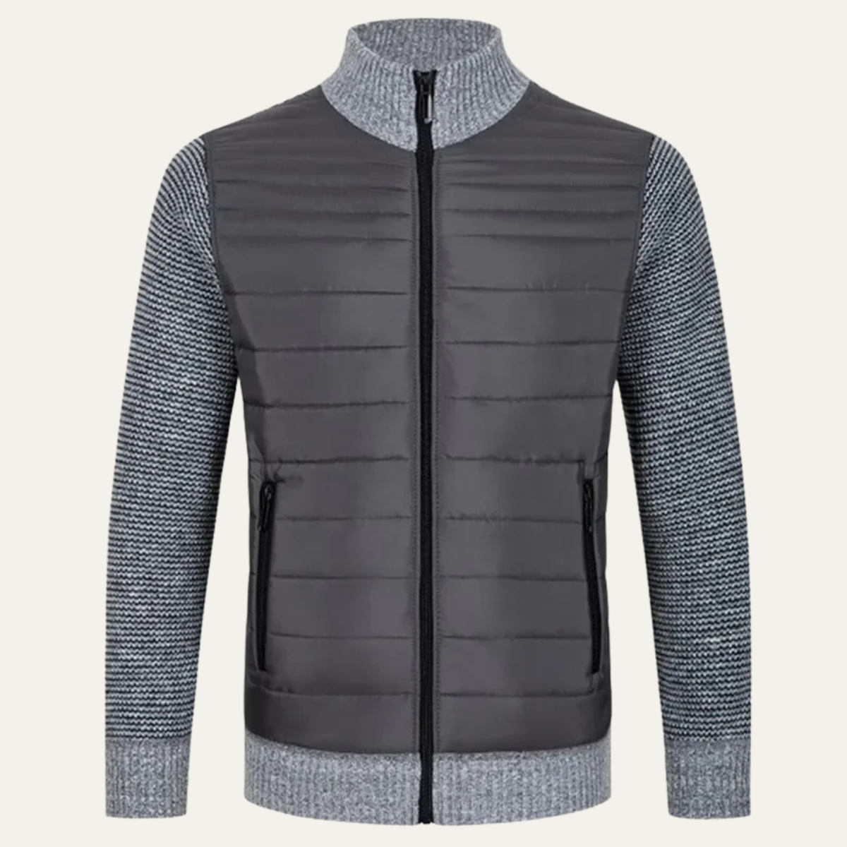 The Aberdeen Men&#39;s Quilted Knit Padded Zip Up Cardigan