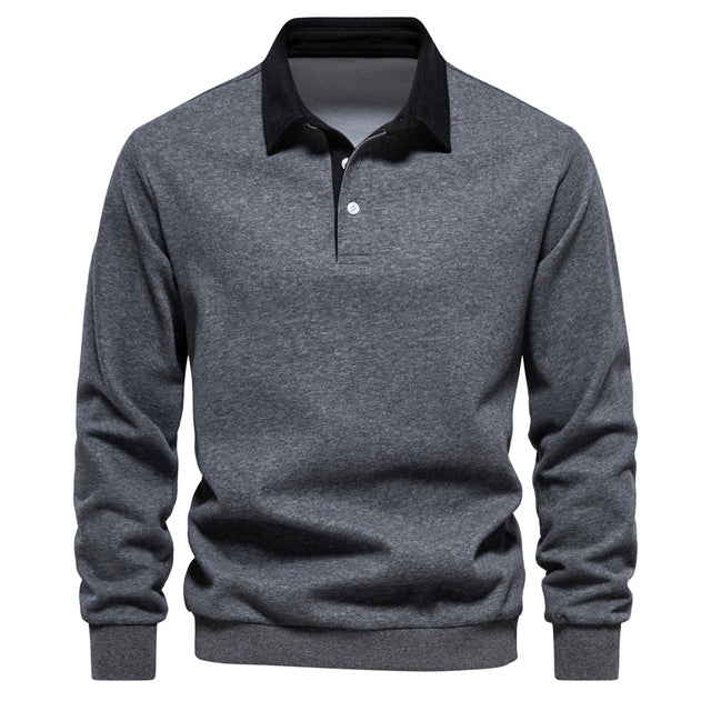 Quincy | Men’s Long Sleeve Polo Shirt with Classic Buttoned Collar – Smart Casual Top