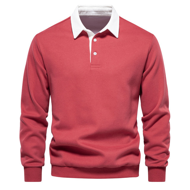 Lisbeth | Men's Buttoned Polo Neck Sweatshirt – Warm & Stylish