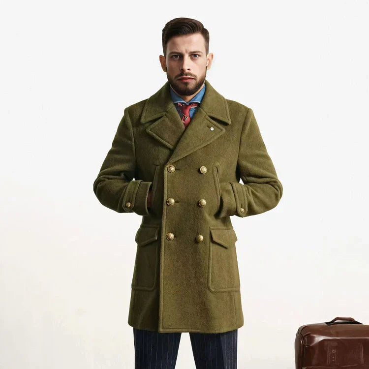 Eckhart | Men's Double-Breasted Trench Coat with Elegant Notch Collar and Side Pockets