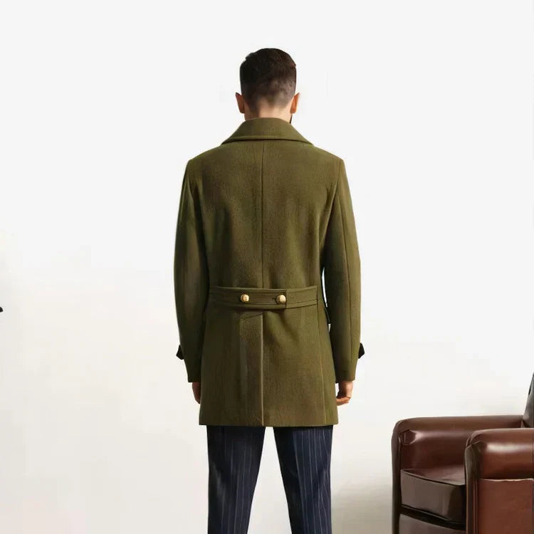 Eckhart | Men's Double-Breasted Trench Coat with Elegant Notch Collar and Side Pockets