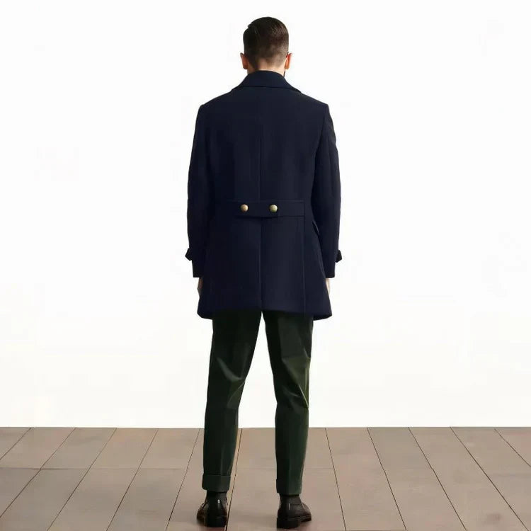 Eckhart | Men's Double-Breasted Trench Coat with Elegant Notch Collar and Side Pockets