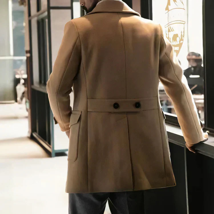 Eckhart | Men's Double-Breasted Trench Coat with Elegant Notch Collar and Side Pockets