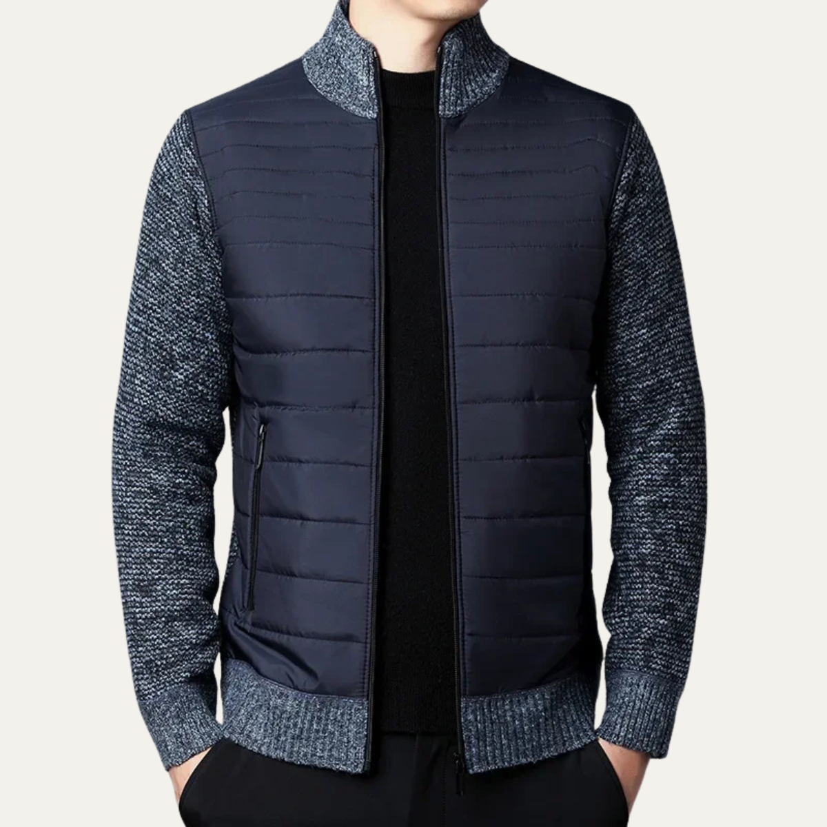 The Aberdeen Men's Quilted Knit Padded Zip Up Cardigan