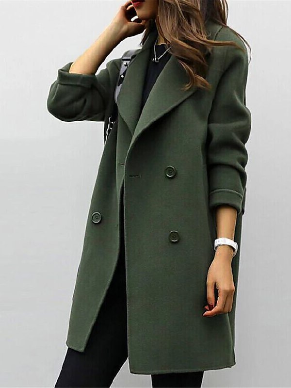 Elthia | Women's Double-Breasted Long Coat with Wide Lapels