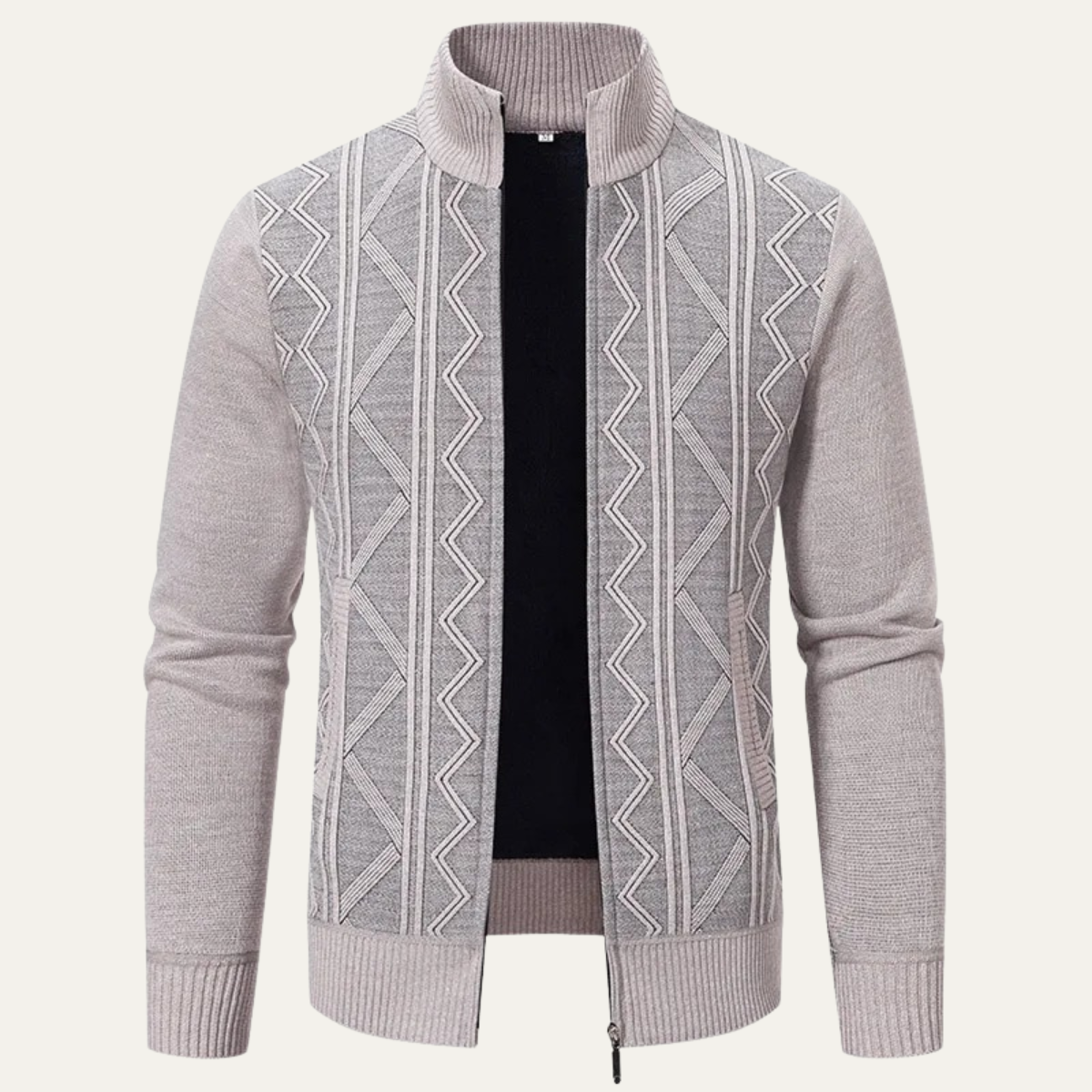 The Chianti Men’s High Neck Winter Zip Up Knit Cardigan