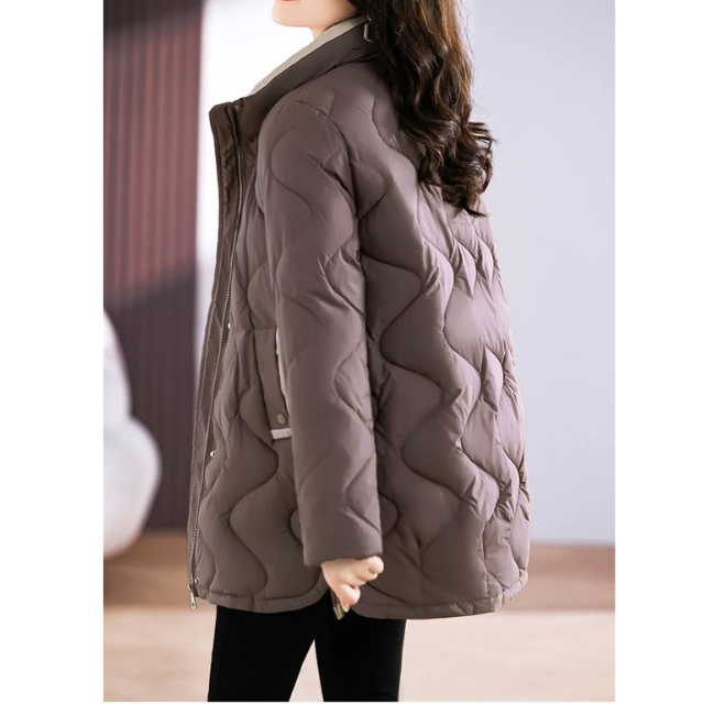 Daglinde | Long Puffer Jacket with High Collar and Zip Closure